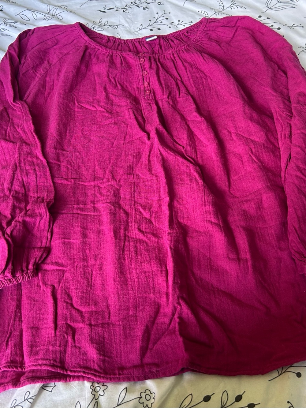 Old Navy Fuchsia Long Sleeve Peasant Blouse